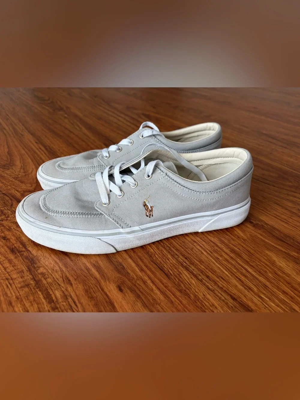 Polo by Ralph Lauren Men’s Light Gray Canvas Low-Top Sneakers
